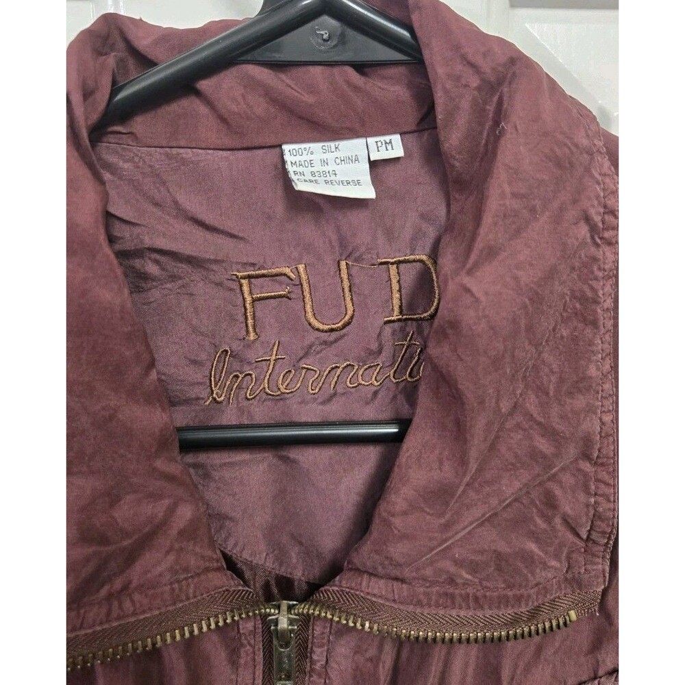 VINTAGE FUDA INTERNATIONAL SILK JACKET WITH FRINGE Petite M - Picture 3 of 4